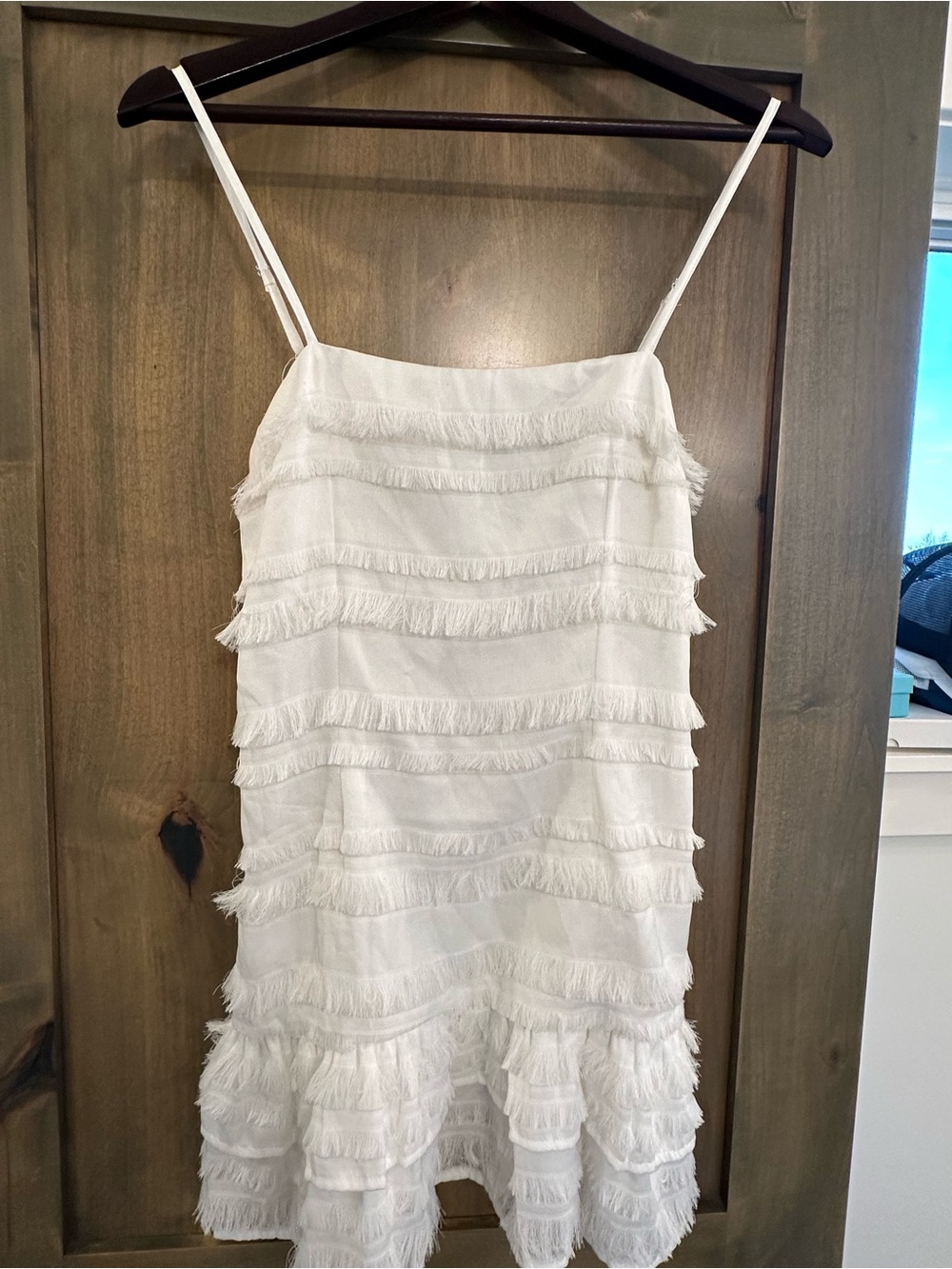 Princess Polly White Ruffle Tier Dress with Spaghetti Straps Sz 6